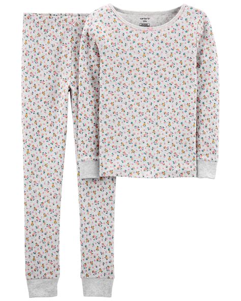 2 Piece Floral Snug Fit Cotton Pjs Cotton Pjs Pajama