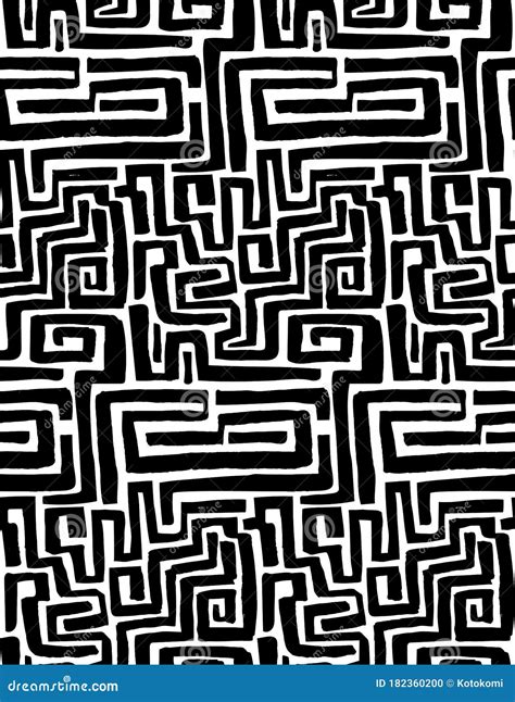 Maze Seamless Pattern Hand Drawn Texture With Different Brush Strokes