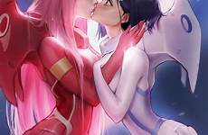 darling franxx zero ichigo two yuri kiss suit kittew anime bodysuit deviantart rule34 xxx kissing 2girls rule 34 fanart options