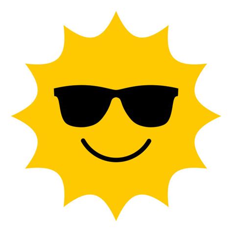 Cartoon Sun Wearing Sunglasses And Smiling Illustrations Royalty Free
