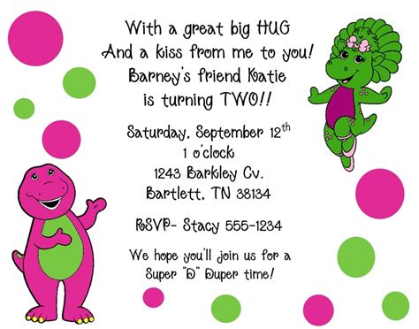 Barney Party Invitation Template Business Template Ideas