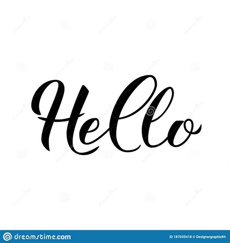 Hello Modern Calligraphy Lettering Isolated On White Hand Drawn