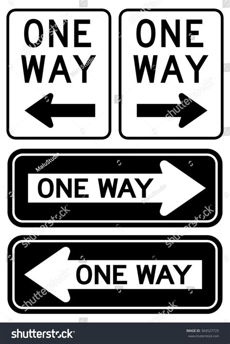 One Way Sign Set Stock Vector Royalty Free 304527725 Shutterstock