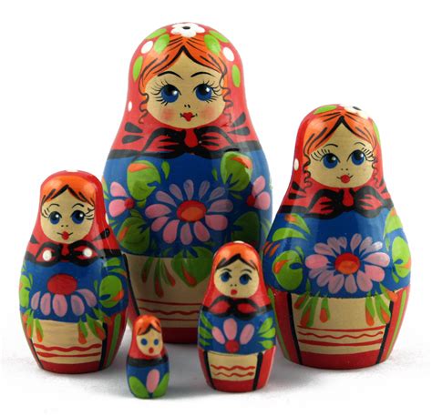 Traditional Matryoshka Wooden Russian Nesting Dolls With