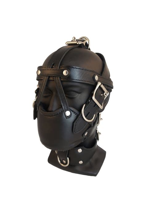 m1 locking leather bondage muzzle gag padded head harness fetish bdsm gear slave mature cosplay