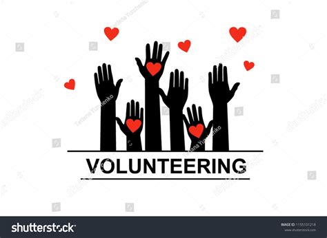 Hands Hearts Raised Hands Volunteering Vector Stock Vector Royalty