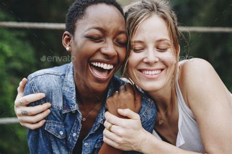 Happy Friends Holding Each Other Women Laughing Friends Laughing Laugh
