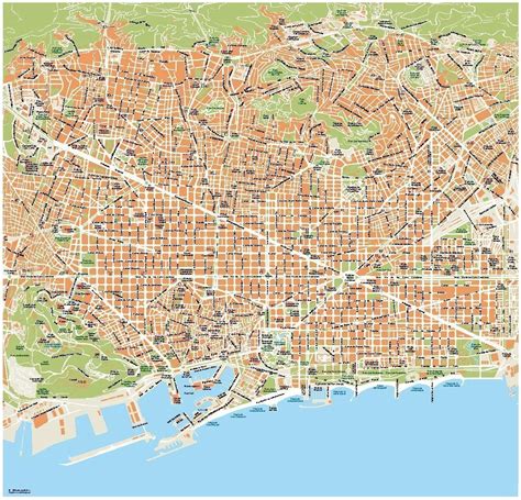 Barcelona Downtown Eps Map Tienda Mapas De Barcelona