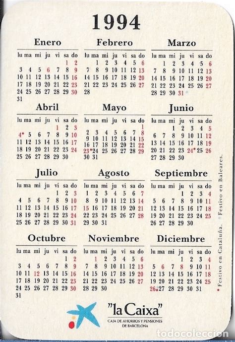 Calendario 1994 La Caixa Castellano Comprar Calendarios Antiguos En