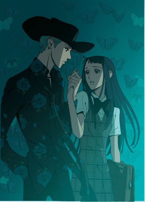 the cover of paradise kiss with an image of two people standing next to each other