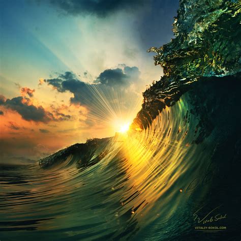 Sunset On The Beach With Surfing Ocean Wave By Vitaly Sokol On Deviantart