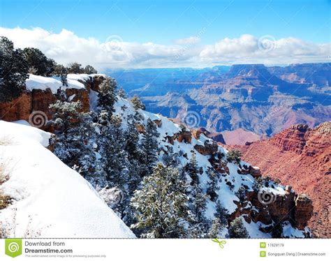 Grand Canyon Panorama View In Winter With Snow Royalty