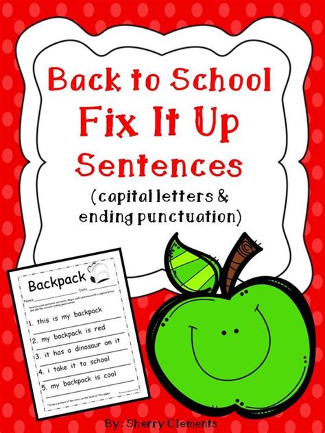 Back To School Fix It Up Sentences Capital Letters And Ending
