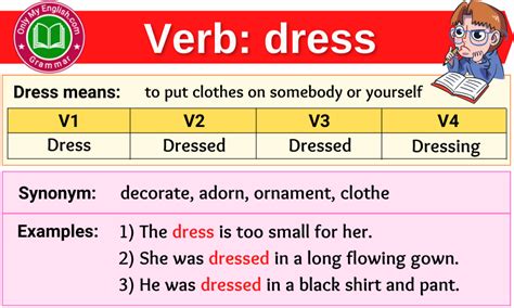 Dress Verb Forms Past Tense Past Participle And V1v2v3