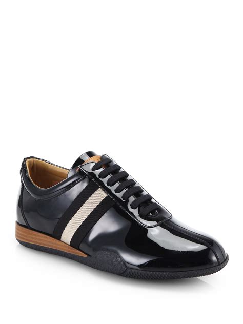 Bally Patent Leather Lace Up Sneakers In Black For Men Lyst