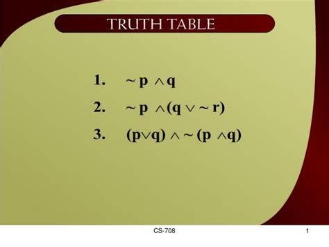 Ppt Truth Table Powerpoint Presentation Free Download Id5386238