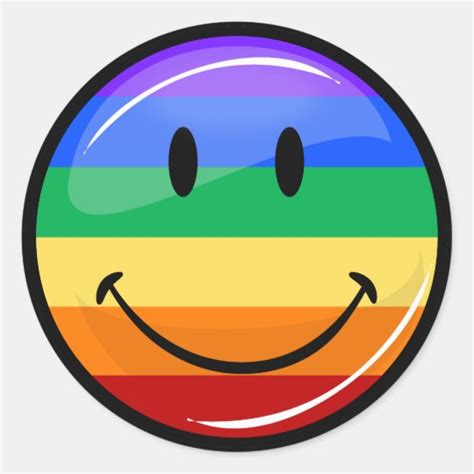 Smiling Gay Lgbt Pride Rainbow Flag Classic Round Sticker