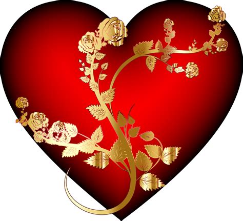 Gold Hearts With Red Roses Clip Art Library