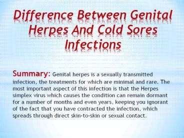 Ppt Difference Between Genital Herpes And Cold Sores Infections