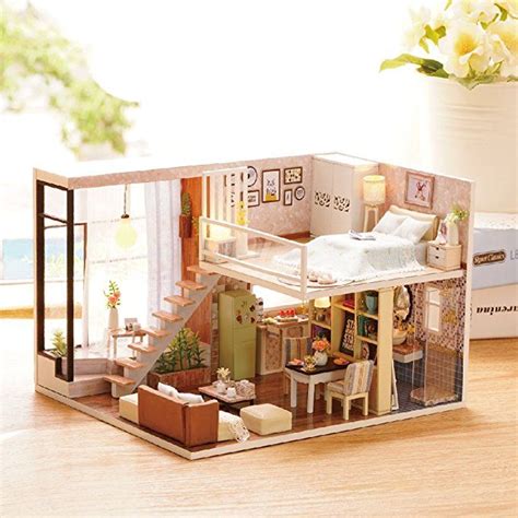 Kisoy Romantic And Cute Dollhouse Miniature Diy House Kit Creative Room