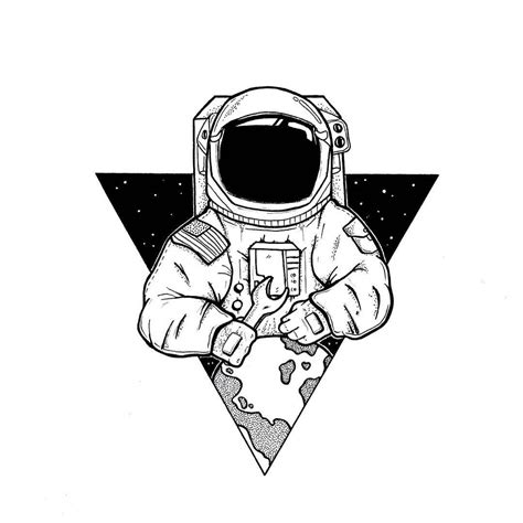Astronaut Space Uzay Cosmos Galaxy Drawing Art Illustration