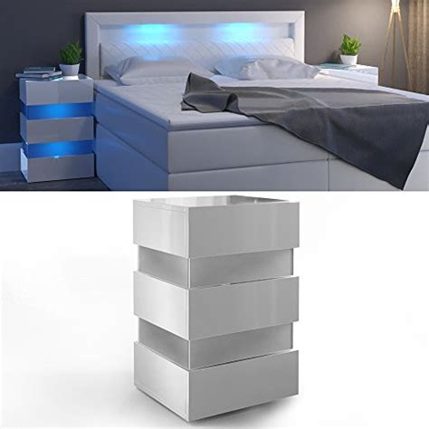 Preise vergleichen und bequem online bestellen! Nachttisch LED 70cm hoch für Boxspringbett Weiß Hochglanz ...