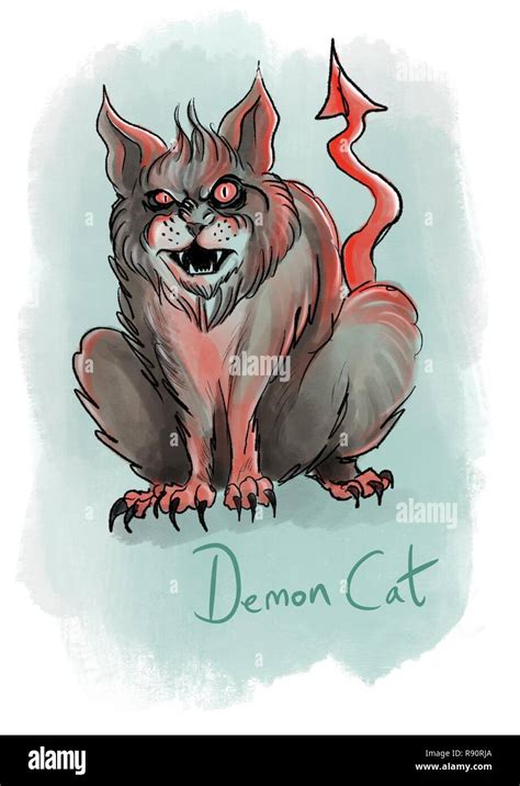 Demon Cat Illustration Stock Photo Alamy
