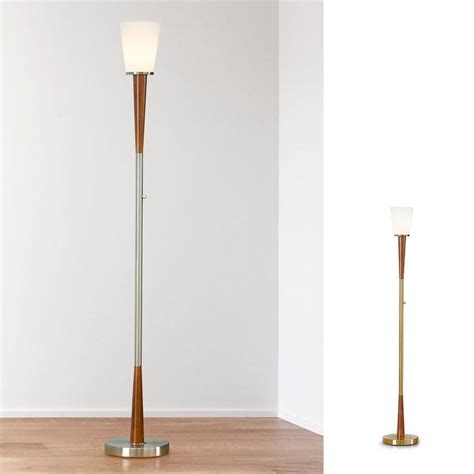 Homeglam Century 72 Wood Torchiere Floor Lamp Dimmer With Led Bulb