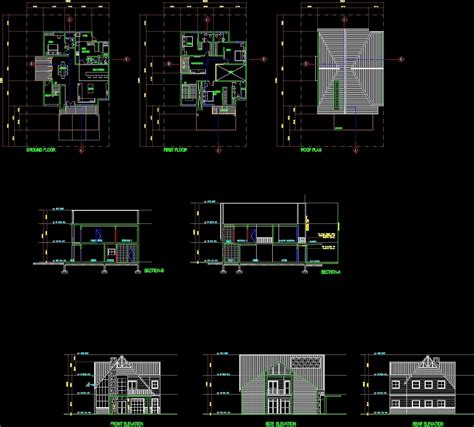 Bungalow 2 Storey Dwg Plan For Autocad • Designs Cad