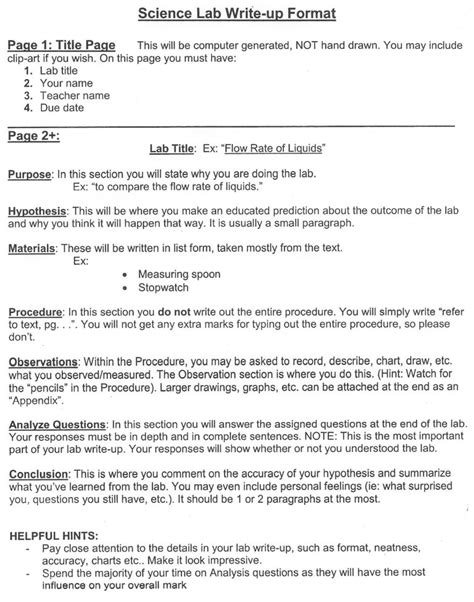 Grade 6 Lab Report Template 2 Templates Example Templates Example