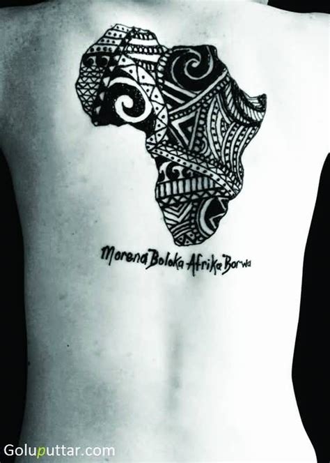 Black Maori African Map Tattoo On Upper Back Map Tattoos African