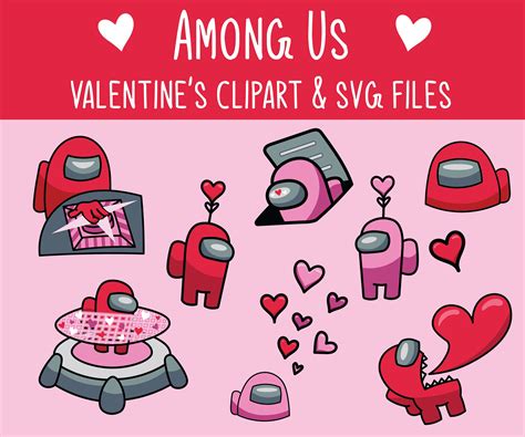 Commercial Use Among Us Valentines Clipart Svg Files Etsy