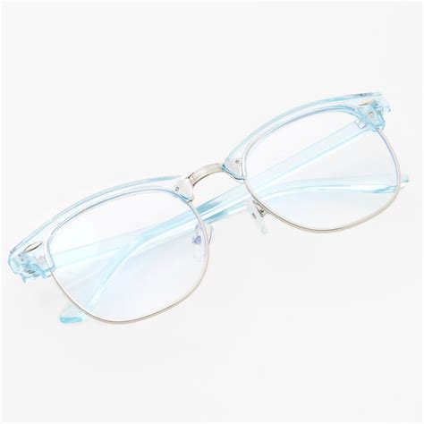 blue light reducing round browline clear lens frames blue claire s us