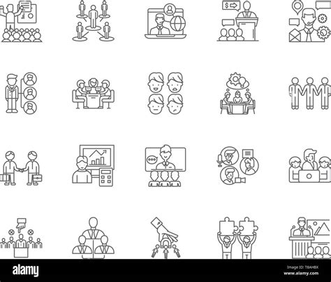 Executive Management Line Icons Signs Vector Set Outline Illustration Concept Stock Vector