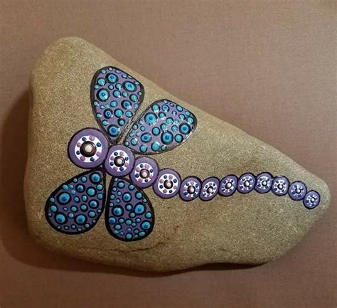 Dotted Dragonfly Painted Rock Dragonfly Painting Painted Rocks