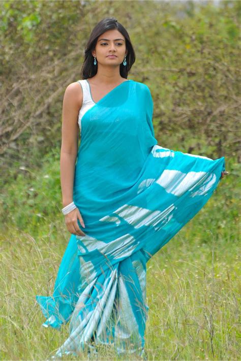 Nikitha Narayan Latest Blue Saree Exclusive Still Gallery Beautiful