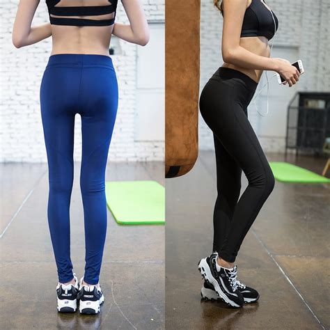 Sex Low Waist Stretched Sports Pants Gym Clothes Running Tights Women