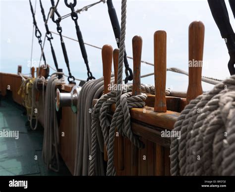 Closeup Of A Tall Ship Sailing Vessel Rig Stock Photo Alamy