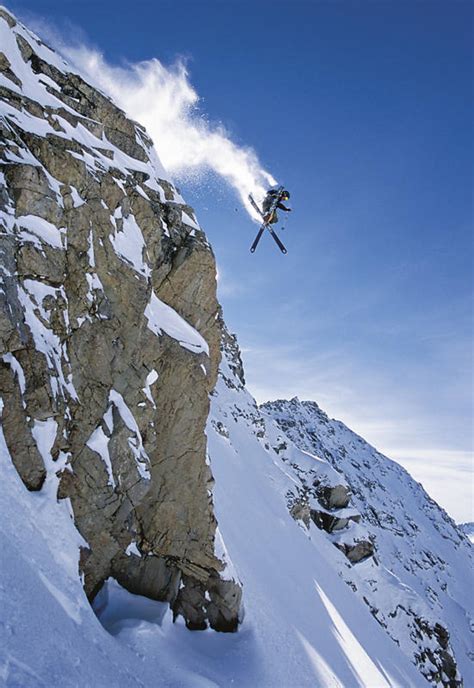 Skiing Cliff Drop