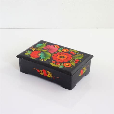 Sold Vintage Hand Painted Ukrainian Flower Trinket Box Wise Apple