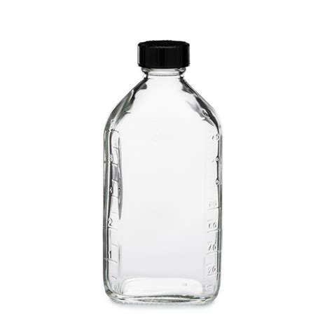 6 Oz Clear Glass Oval Graduated Bottles Black Phenolic Cap