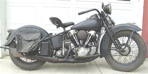 Right Side View Unrestored 1936 Harley Davidson Knucklehead Harley