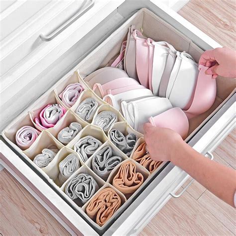 Bra Socks Organizer Drawers Underwear Storage Boxes Non Woven Covered Bra Combo Grid Wardrobes