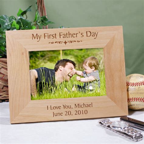 Personalized Ts Picture Frame My First Fathers Day Wood Photo Display