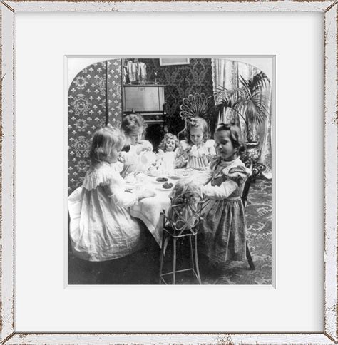 Photo Tea Party Girls Around Table Children At Play Tea Drinking