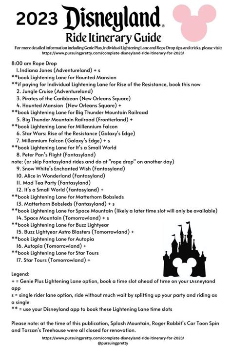 Printable List Of Disneyland Rides