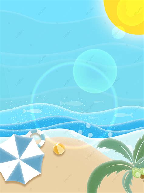 Blue Summer Refreshing Summer Beach Background Wallpaper Image For Free