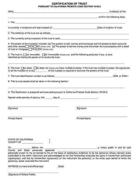 Certificate Of Trust Form Fill Out And Sign Printable Pdf Template