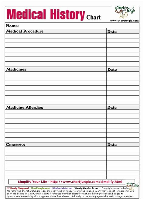 Personal Medical History Form Template Unique Medical History Printable