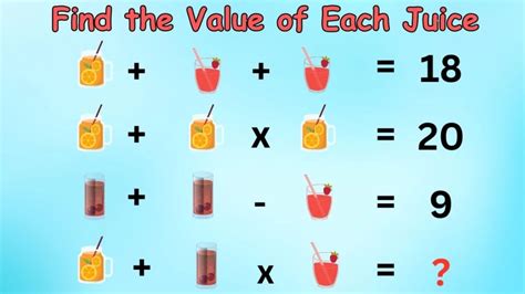 Brain Teaser Math Quiz Solve This Puzzle And Find The Value Of Each